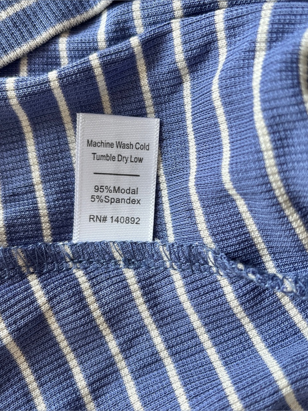 Marine Layer Lexi twist front top small rib blue stripe shorts sleeve tee soft - Picture 5 of 5